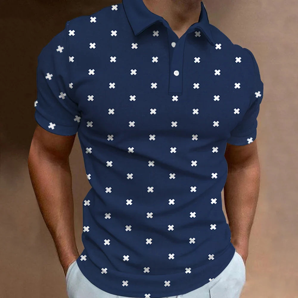 Fashion Men's Polo Shirt Short Sleeve Anchor Pattern T-Shirt 3D Icon Printed Polo Shirts Tops High Quality Tees Men Clothing 6XL