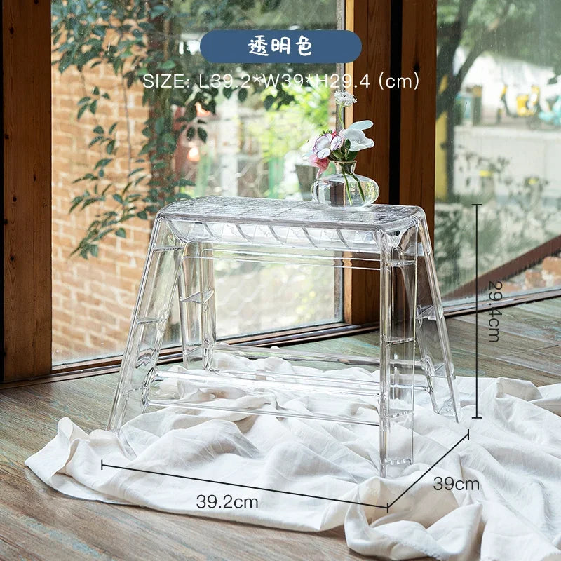 Nordic Light Luxury Ladder chair Folding High Stools Kitchen Transparent Acrylic Step Stools Ladder Non-slip Pedal 3 Step Ladder