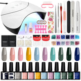 PHOENIXY Gel Nail Polish Set with 36W Nail Lamp Semi Permanent UV Gel Varnish Base Top Coat Complete Nail Art Gel Polish Kit