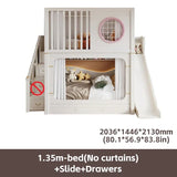 Modern High And Low Kids Bed With Ladder Cabinet Safety Fence Bunk Bed  Multifunctional Solid Wood Children Bed For Boy And Girl