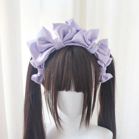 Original Design Solid Color French Doll Bow Tie Hair Hoop Lolita Versatile Retro Vintage Hair Accessories Headband KC