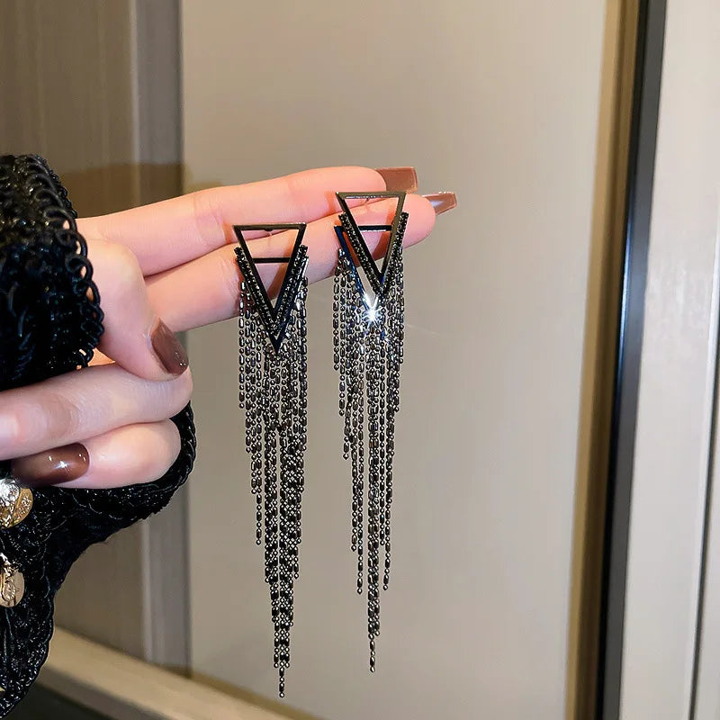 Fashion Statement Earring Long Full Rhinestone Big Earrings For Women Euorpe Evening Party Crystal Tassel Earings Wholesale