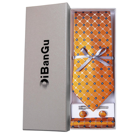 Ties for Men Gift Box Silk Jacquard Necktie Pocket Square Clip Cufflinks Business Wedding Anniversary Accessories Gift Men