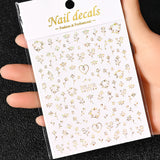 3D Gold Sun/Moon/Star Bronzing Nail Art Sticker 8*10cm Laser Star Moon Design Nail Decal Gold Silver Self-Adhesive Slider &*&