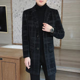 2023 High-end Feel Men Fashion Handsome All Woolen Coat Suit Collar Long Trench Coat Woolen Coat Thick Casual  Winter Jacket Men