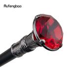 Red Diamond Single Joint Silver Walking Stick with Hidden Plate Self Defense Fashion Cane Plate Cosplay Crosier Stick 93cm