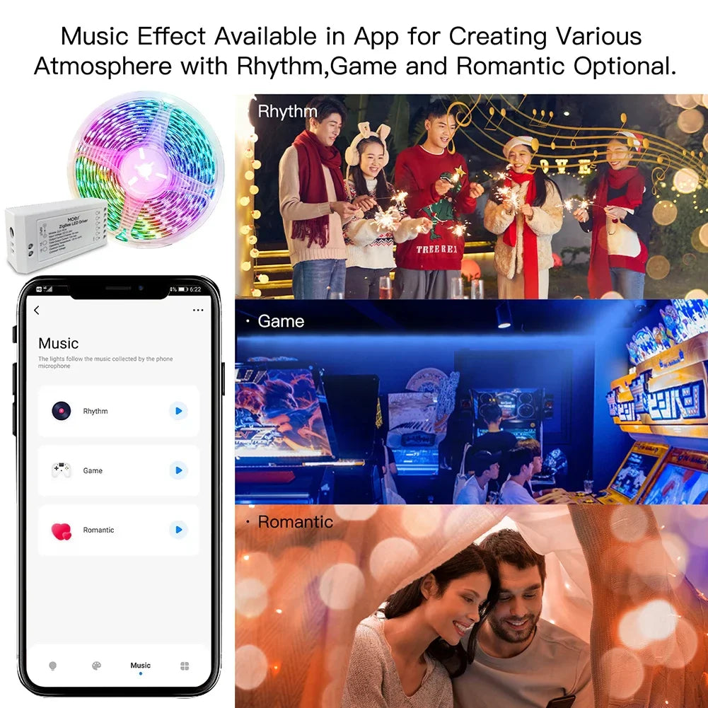 ZigBee LED Controller Light Strip RGB CCT Dimmer Music Sync Tuya Smart App Control with Alexa Google Smartthings Remote Control