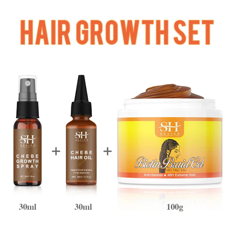 Fast Hair Growth set Traction Alopecia Styling Braiding Gel Chebe Hair Mask Anti Hair Break Hair Strengthener Hair Loss Treatmen