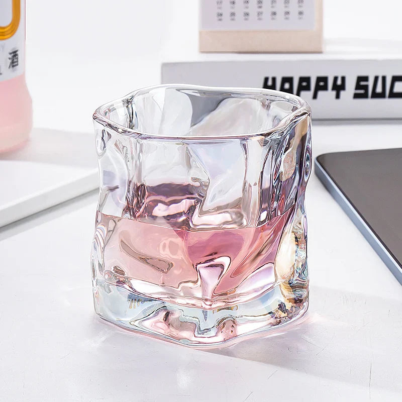 GIANXI Transparent Glass Mug Glacier Wine Whiskey Coffee Cup Household Drinking Juice Irregular Shape Cups Drinkware