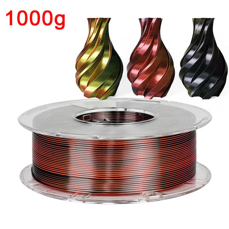 Tri-Color 3D Printer Filament PLA Silk Tricolor for 3D Printing Materials 1.75mm Sublimation Products 1KG 500g 250g Multicolor