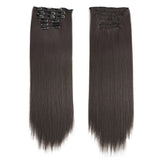 Synthetic Clip in Hair Extensions 6 Pcs/Set 16 Clips Long Straight Hairpieces Clip On Hair Extension for Women Blonde