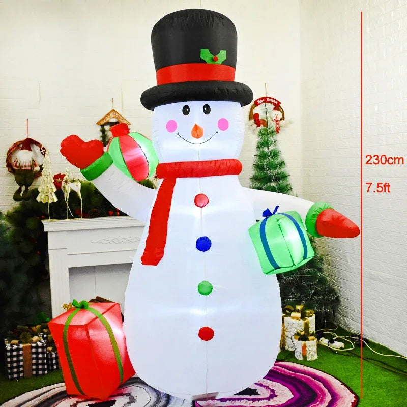 Christmas Inflatable Decoration Santa Claus Snowman Hot Air Balloon LED Lighted Snowing Inflatable Toy New Year Xmas Party Decor