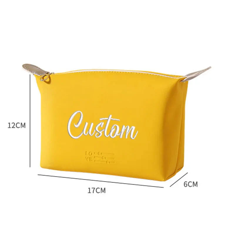 Professional Custom Embroidery PU Makeup Bag Portable Waterproof Women's Simple Toiletry Bag Gift Bag Personalized Logo