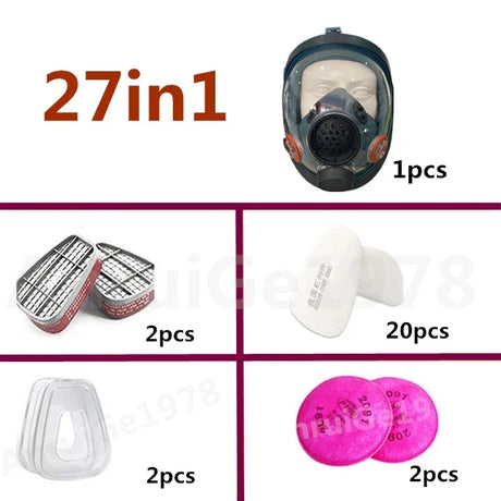 Protective mask, spray painted, chemical fire protection, wide field of view, full face mask, acid and alkali gas, 6800 gas mask