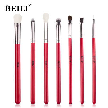 BEILI Red Eye Makeup Brushes Set Professional Natural hair Eyeshadow Foundation Powder Blush highlighter Brush Kit Make Up Tool