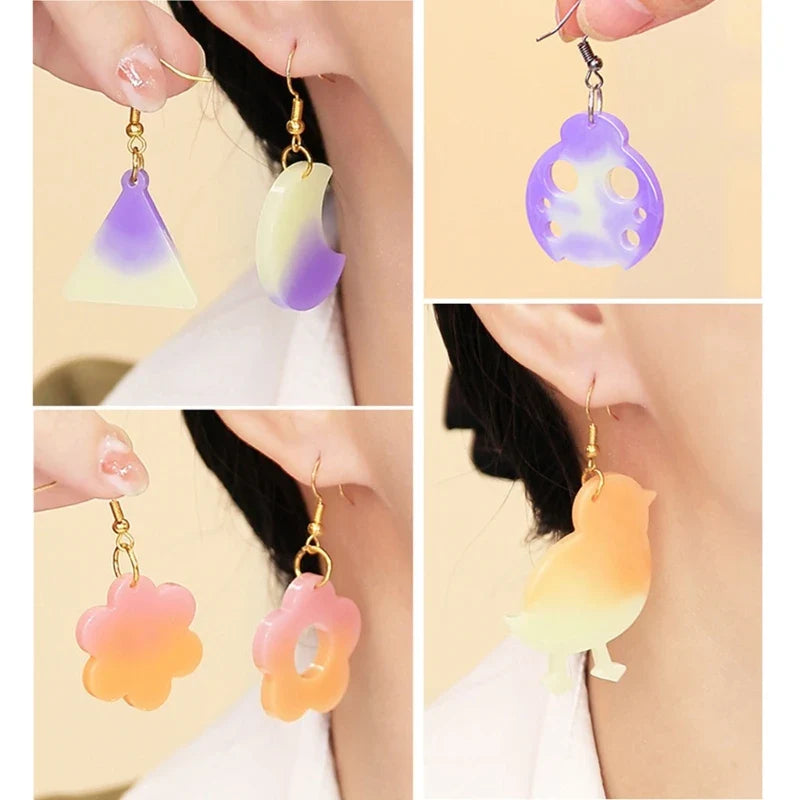 DIY Geometric Animal Shaped Earrings Silicone Mold with Hole Jewelry Keychain Necklace Pendant Epoxy Resin Casting Mould