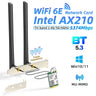 Intel AX210 WiFi Card 5374Mbps Bluetooth 5.3 Wi-Fi 6E Adapter 2 In 1 Desktop Kit 10DBi Antennas 802.11ax 2.4G/5Ghz/6Ghz For PC