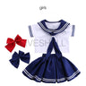 Japanese Anime Navy Sailor Costume Uniform Blue for Girls Boys Halloween Party School Fancy Dress Bow Tie