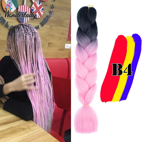 WonderLady 255 Color Long Colored Braiding Hair Jumbo Braids DIY Hairstyle Ombre Synthetic Hair Extensions For Women Braiding