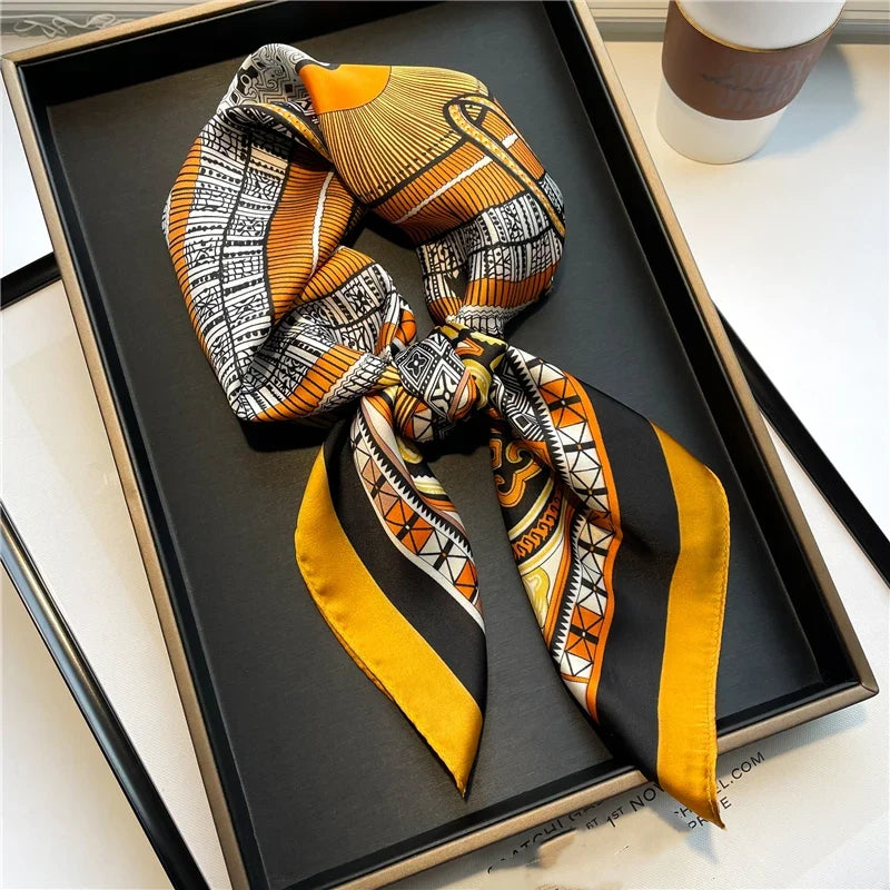 New 70cm Silk Feeling Square Scarf Women Luxury Brand Neck Tie Female Hair Shawl Wraps Headkerchief Hijab Bandana Echarpe 2022