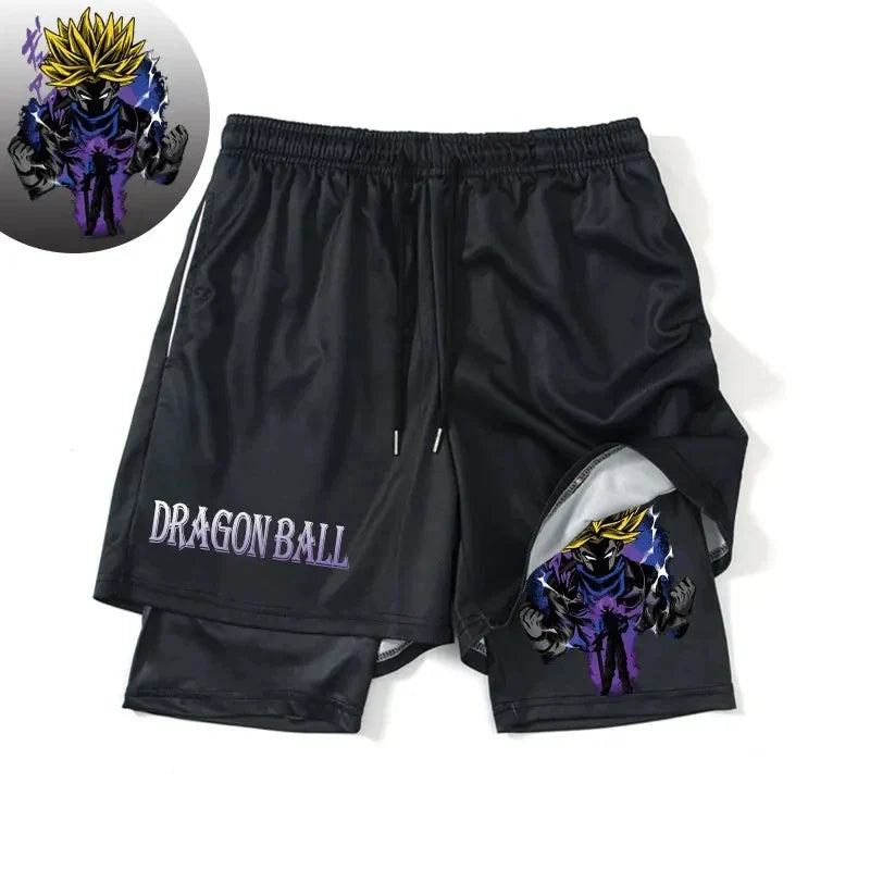 New Print Anime Shorts Men Women 2 in 1 Quick Dry Mesh Gym Shorts to Fitness Running Summer Black Performance Scanties