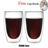 Double Wall Glass Cup Heat Resistant Transparent High Borosilicate Mug Tea Milk Lemon Juice Coffee Cup Gift Creativity Drinkware