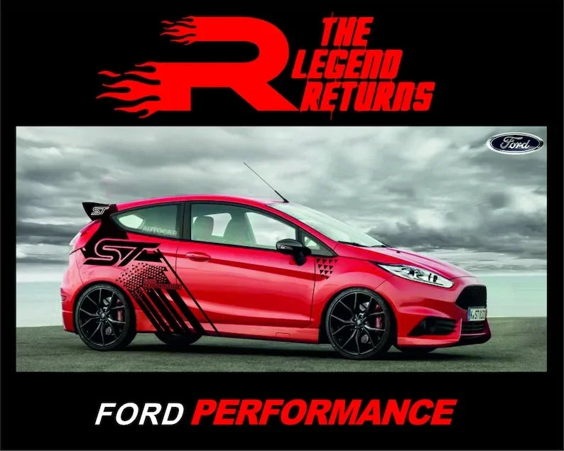 Car Stickers Car Wrap Ford Fiesta ST Ford Performance Pro Racing Decals Custom Whole Body Styling Quality Wrapping Vinyl Gunmeta