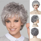 GNIMEGIL Synthetic Short Pixie Cut Wig Women Natural Hairstyle Bangs Wig Blonde Mix Brown Soft Straight Wig for Chemo Patient