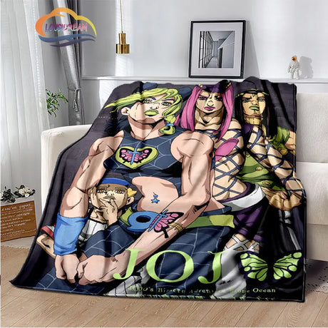 Anime JoJo's Bizarre Adventure Stone Ocean flannel Blanket Throw blanket Warm Sofa bed  children and girls Gift s