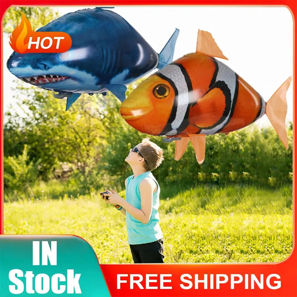 Remote Control Shark Toys Air Swimming RC Animal Infrared Fly Balloons Clown Fish Toy For Children Christmas Gifts Decoration