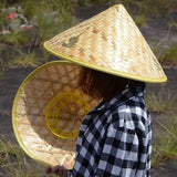 1PC Chinese Retro Bamboo Rattan Fisherman Hat Handmade Weave Straw Bucket Hat Tourism Rain Dance Props Cone Fishing Sunshade Hat