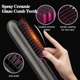 Electric Hair Brushes Wireless Hair Straightener Brush for Women Portable Rechargeable Hair Straightener Cordless Heating Comb