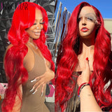 Colored Burgundy 13X6 HD Lace Frontal Wigs Red Body Wave 13X4 Lace Front Wigs Human Hair 30 34 Inch Lace Front Wigs Curly Hair