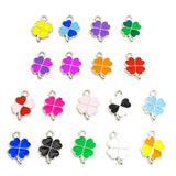 Dopamine Four-leaf Clover Enamel Charms 20pcs DIY Necklace Bracelet Earrings Keyring Amulet Pendants Creative Gift Accessories