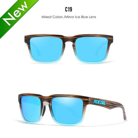 KDEAM Original Brand Men Polarized Sunglasses Square Frame Fashion Vintage Mirrored Color Blocking Sun Glasses Fishing Outdoor