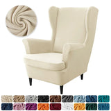 Velvet Stretch Wingback Chair Covers Wing Armchair Cover with Seat Cushion Covers Elastic Sofa Slipcovers Pokrowce Na Fotele