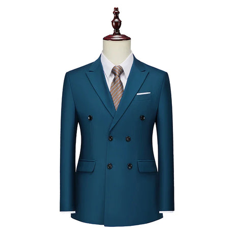 2023 Fashion New Men's Casual Boutique Slim Double Breasted Solid Color Business Wedding Suit Blazers Dress Jacket Coat