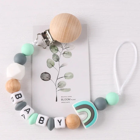 Personalized Name Handmade Silicone Baby Beech Dummy Pacifier Clip Dinosaur Safe Teething  Teether Pacifier Chains Holder Gift