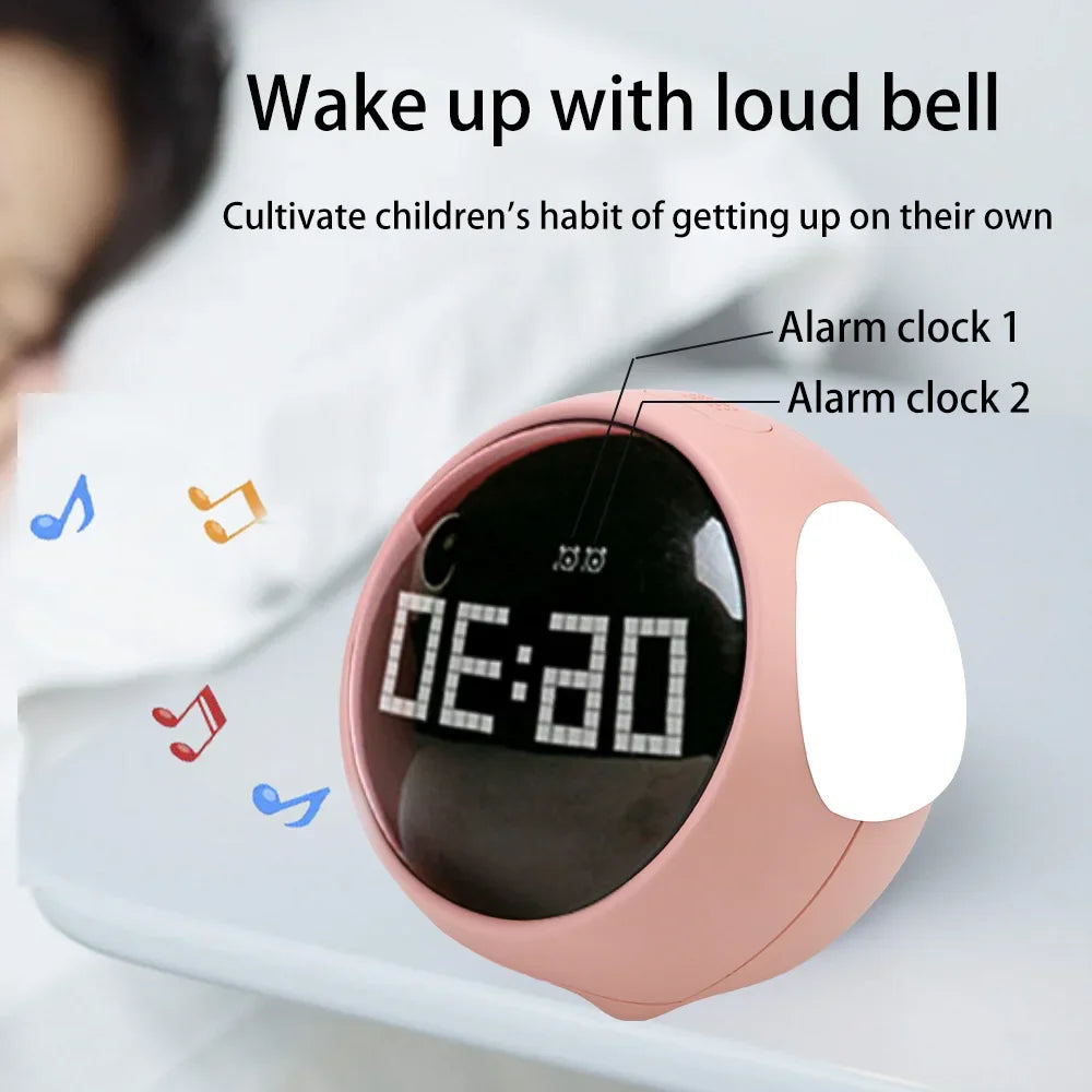 Night Light Cute Expression Alarm Clock Child Alarm Clock Voice Controlled Light Multifunctional For Home Thermometer