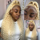 30 38 inch Deep Wave 613 Lace Frontal Wig Curly Honey Blonde Colored Human Hair Wigs 13x4 Transparent 5x5 clouse Lace Front Wigs