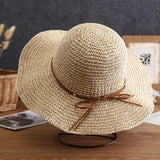 New Simple Foldable Wide Brim Floppy Girls Straw Hat Sun Hat Beach Women Summer Hat UV Protect Travel Cap Lady Cap Female