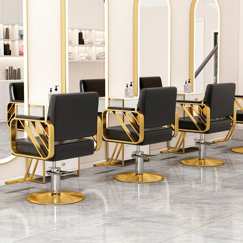 Gold Salon Beauty Barber Chair Luxury Personalized Lifter Classic Chair Swivel Cheap Minimalist Fashionable Cadeira Furniture