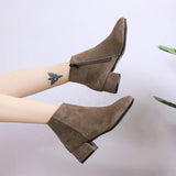 Women's Winter Boots 2023 New Suede Dress Women Warm Boots Fashion Mid-Heel Wool Warm Women's Ankle Boots