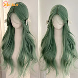 MEIFAN Long Lolita Ombre Harajuku Wig With Bang Red Blue Wave Curly Cosplay Wig Heat Resistant Synthetic Jellyfish Head Wigs