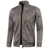 New Men's Thicken Jacket Casual Zipper Stand Collar Thermal Outerwear Slim Fit Cardigan Sweatshirts Coats