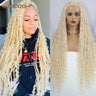 32" Full Lace Front Boho Box Braided Wigs For Women Cornrow Braids Lace Frontal Wigs Bohemian Goddess Locs Braid Synthetic Wig