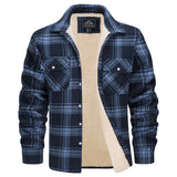 MAGCOMSEN Men's Fleece Plaid Flannel Shirt Jacket Button Up Casual Cotton Jacket Thicken Warm Spring Work Coat Sherpa Outerwear