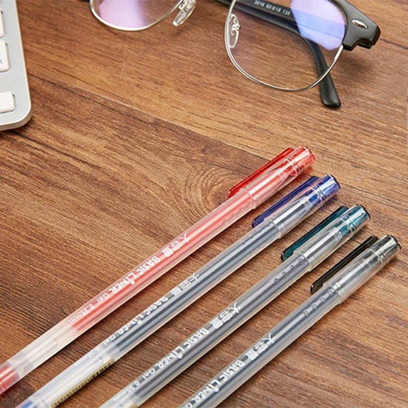 12pcs/lot Basic liner roller ball pen for writing signature 0.5mm ballpoint 3 color gel ink pens Office tools School supplies