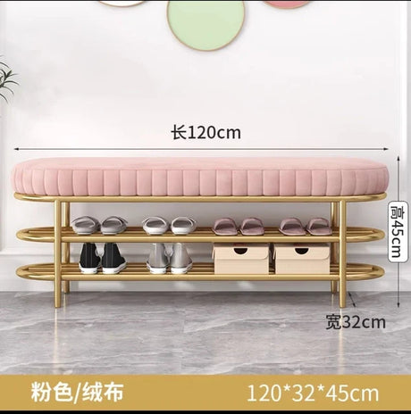 Nordic Shoe Bench Soft Cushion Multifunctional Shoe Rack Metal Frame Home Furniture Hallway Shoe Rack Bench