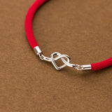 La Monada 16-19.5cm 925 Sterling Silver Heart Red Rope Bracelets Black Red Thread String Jewelry Bracelets For Women Couple Girl